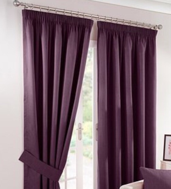 Dunelm Beautiful Purple Pencil Pleat Curtains Blackout Solar Thermal