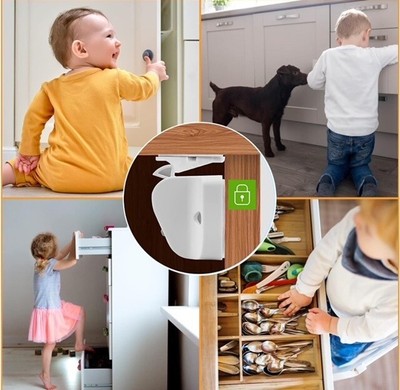 Magnetic Cabinet Locks For Child Baby Proof Safety Cupboard Door Drawer Kitchen