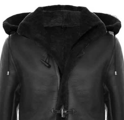 TRUCLOTHING HERRENJACKE 100% ECHTLEDER SCHWARZ ZWEITER WELTKRIEG DESIGN 3/4 SCHAFFELL