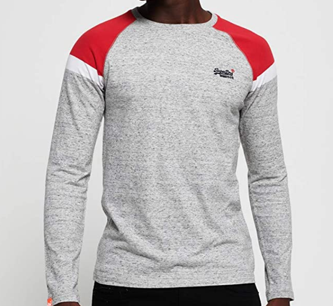 Superdry Herren LongsleeveSweaterPullover Orange Label Rundhals GrauRot
