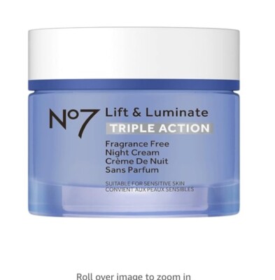 No7 Lift & Luminate Triple Action Night Cream (50ml/1.69fl.oz) Lot Of 2, New