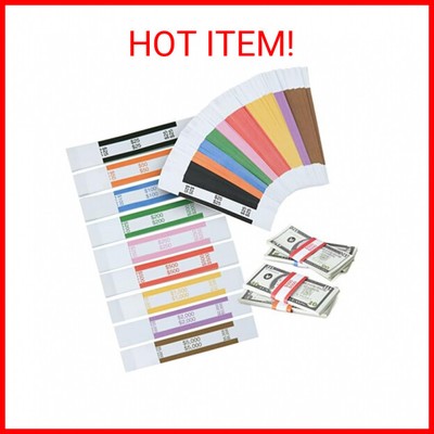 BLUE PANDA 300-Pack of Money Bands for Cash, Assorted Self-Adhesive Currency Str