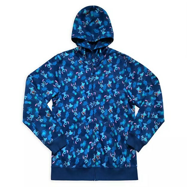 Disney Store Stitch Zip Up Hoodie for Men Blue Size Large