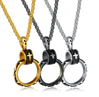 Collar Para Hombre Anillo Colgante De Acero Inoxidable Cadena De
