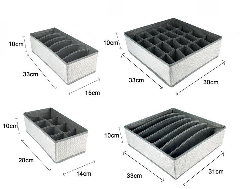 Set 4 Organizer Cassetti Box In Tessuto Varie Misure Soluzione Guardaroba dfh