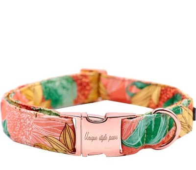 Unique Style Paws Sunflower Peach Dog Collar Size Small