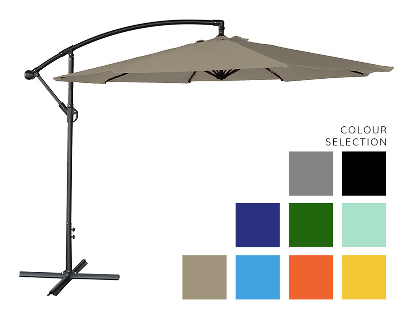 Parasol 3m Freestanding Banana Hanging Cantilever Garden Patio