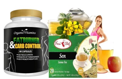 Slim L-Carnitine & Green Tea Extract Capsules Pills Fat Weight Loss + senna tea