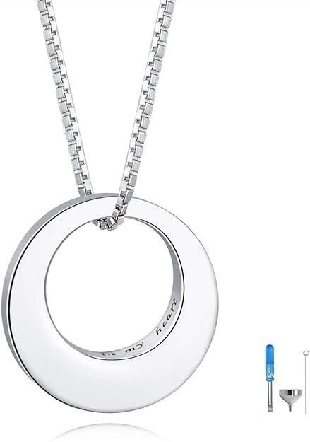 Circle of Life Cremation Urn Necklace for Ashes 925 Silver Always in My Heart-US