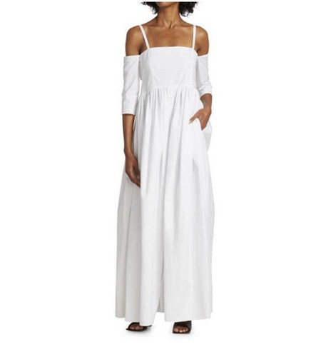 Pre-owned Rosie Assoulin Poplin Maxi Dress Sz 6 $1250 In Pink
