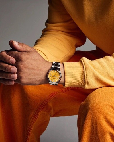 Pre-owned Citizen Brand  Tsuyosa Automatic Stainless Steel Yellow Dial Watch Nj0150-56z
