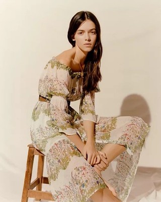 Maje Ruisseau Silk Floral Print Mudi Dress With Metallic Trim Size S EU 36 UK 8