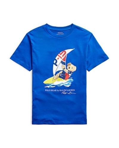 Футболка Polo Ralph Lauren Kids - Polo Bear из хлопкового джерси, синяя, Молодежная LG
