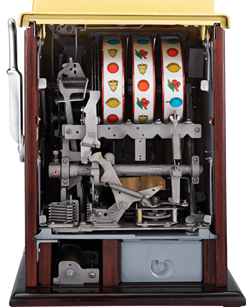 nostalgic 5-cent Deuces Wild diamond-front slot machine built by MILLS of CHICAG
