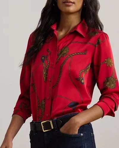ラルフ・ローレン Lauren Ralph Lauren Petite Satin Charmeuse Shirt レディース シャツ トップス Ma Satin Charmeuse Shirt | Ralph Lauren