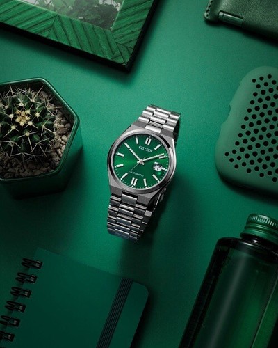Pre-owned Citizen Brand Men's  Tsuyosa Collection Automatic Watch With Green Dial