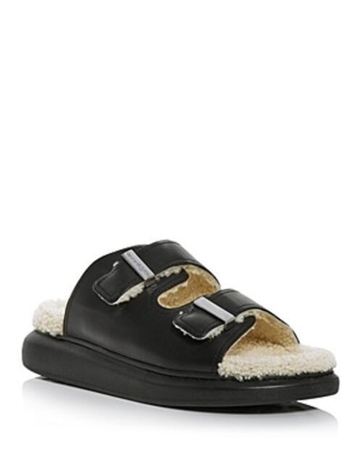 

Мужские шлепанцы Alexander McQUEEN из овчины с двойной пряжкой 44 евро США 11, Natural