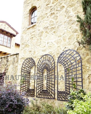 NEW Horchow ENGLISH FRENCH IRON BLACK GARDEN ARCH LATTICE TRELLIS WALL GRILLE