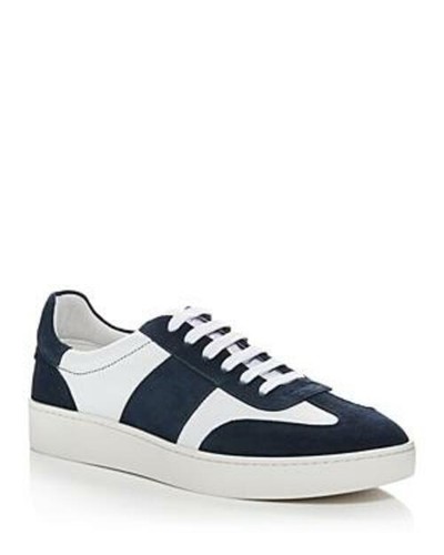 

The Mens Store, мужские кожаные и замшевые кроссовки на шнуровке с Т-образным носком, белые и темно-синие, США, Синий