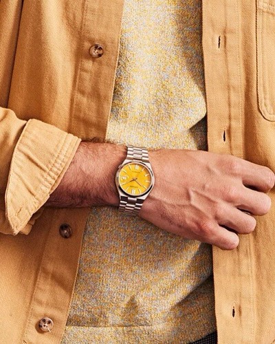 Pre-owned Citizen Brand  Tsuyosa Automatic Stainless Steel Yellow Dial Watch Nj0150-56z