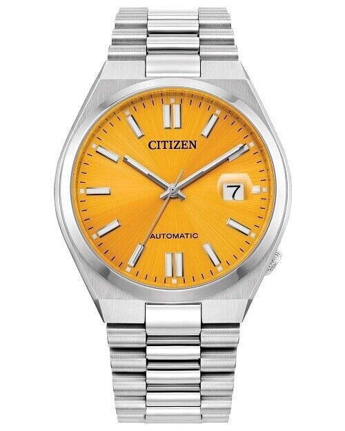 Pre-owned Citizen Brand  Tsuyosa Automatic Stainless Steel Yellow Dial Watch Nj0150-56z