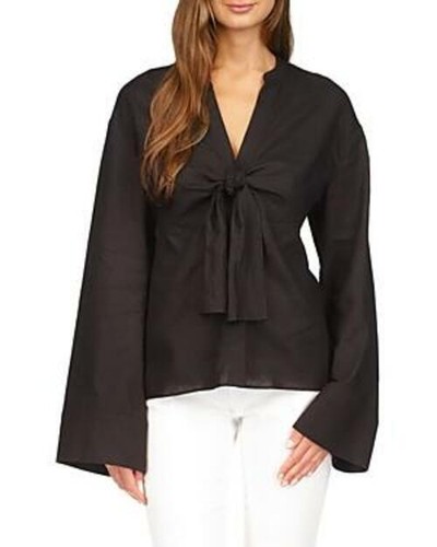 

Michael Michael Kors Твердая блузка с завязкой спереди, черная, размер L, Black