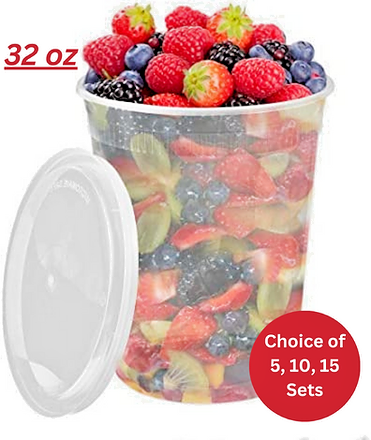 32oz Round Clear Plastic Deli Food/Soup Restaurant Storage C