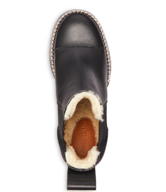 Pre-owned See By Chloé See By Chloe Shearling Lined Chelsea Booties - Black - Retail $495