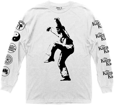Ripple Junction Karate Kid Daniel Crane Kick Adult MED Long Sleeve T-Shirt NEW