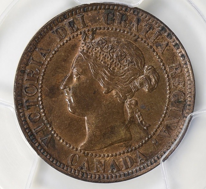 Mint Error Canada 1900 Large Cent PCGS MS-63 BN