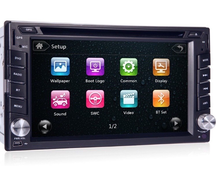 6.2” double din car stereo with satnav, Bluetooth, DVD