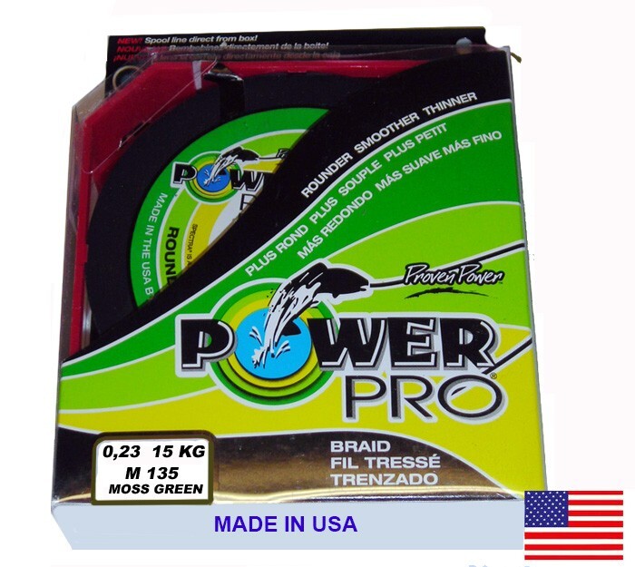POWER PRO FILO TRECCIATO 135 MT DIAM. 0,23 MM VERDE MOSS GREEN- USA - EUROPE BOX