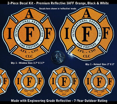 IAFF Firefighter Decals Gold Chrome 2pc Kit 3.7/" and 2/" Premium Laminated 0285