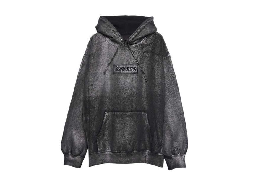 【Supreme x MM6 Maison Margiela】Foil Box Logo Hooded★Black Supreme x MM6 Maison Margiela Foil Box Logo Hooded