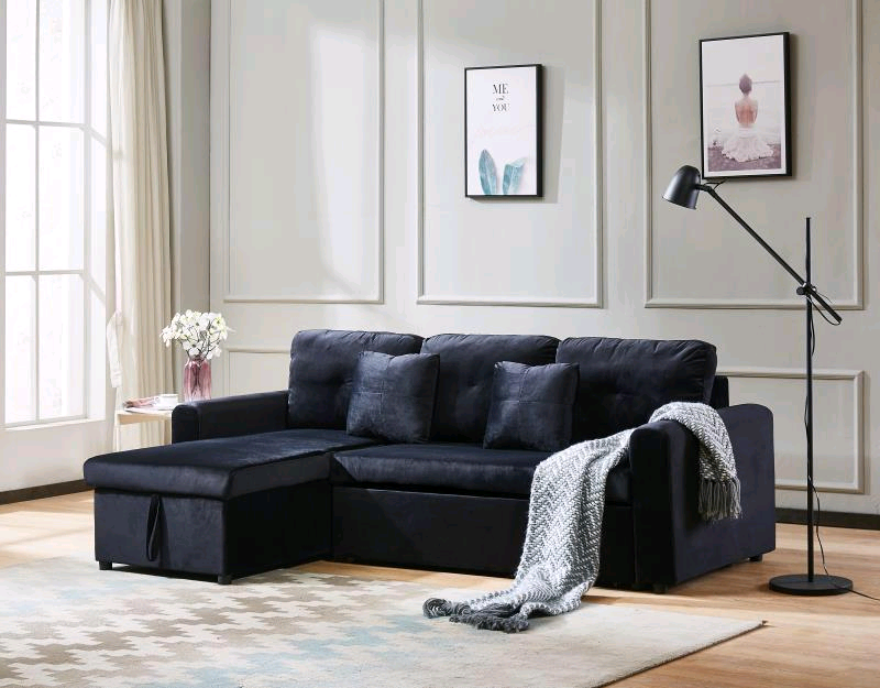 VENUS PLUSH VELVET CORNER SOFA BED WITH STORAGE FAST ...