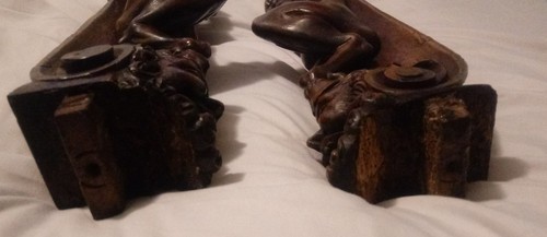 SALE!! PAIR of Antique Faun Satyr Pan 19th Century Salvage Carving Art Statue