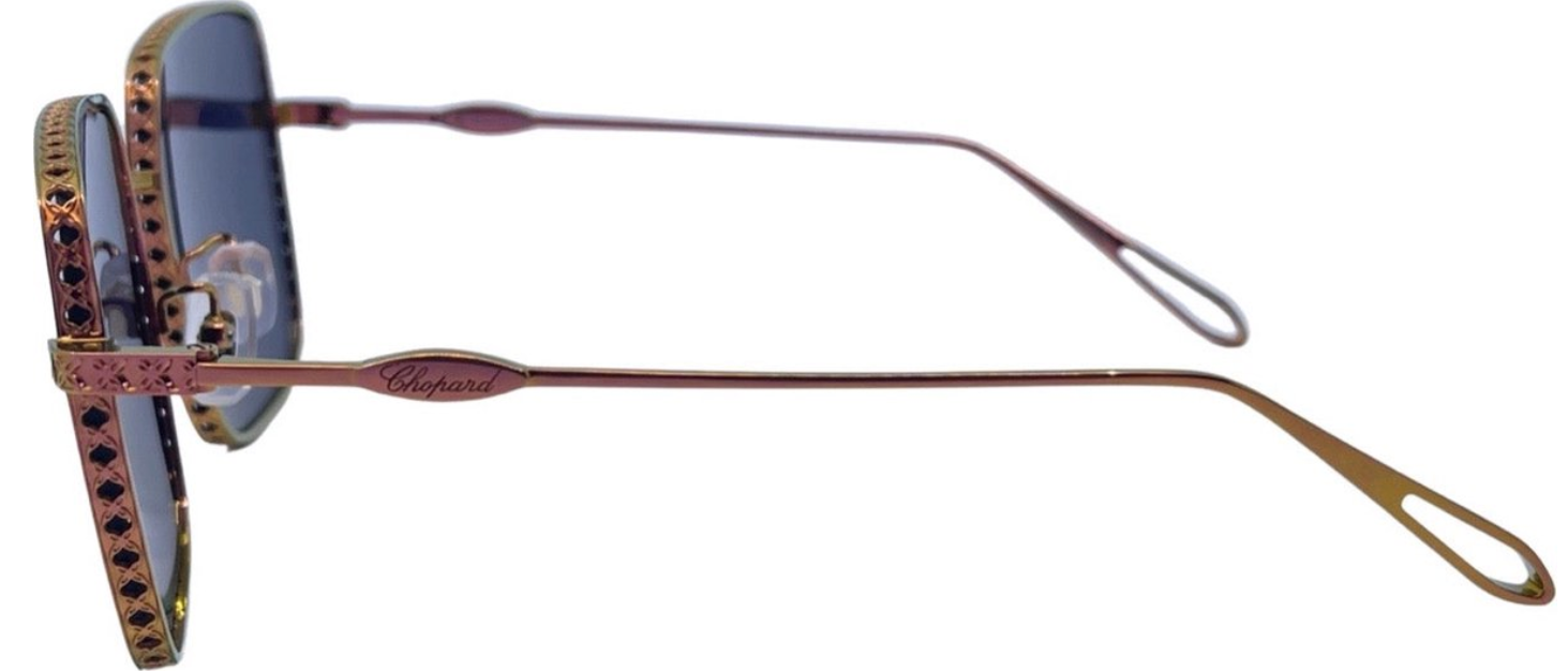 Pre-owned Chopard Sunglasses Schc85m K67x 58 Gold/blue Shaded Lens In Brown