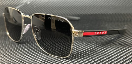 Pre-owned Prada Linea Rossa Ps 54ws 1bc06g Silver Grey Polarized Men's 57 Mm Sunglasses In Gray