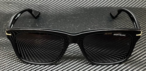 Pre-owned Montblanc Mont Blanc Mb0263s 001 Black Smoke Men's Medium 54 Mm Sunglasses In Gray