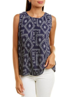  Nanette Lepore women blouse top shirt NW2S171U4 navy 586-1 print sz XS $68