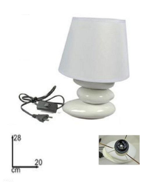 Lume Lampada  Abat Jour Comodino Comò in Ceramica 28 cm E14 Bianca Moderna Dfh