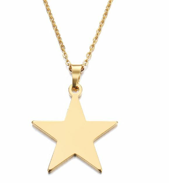STAINLESS STEEL Gold STAR NECKLACE 316L Metal Pendant Chain