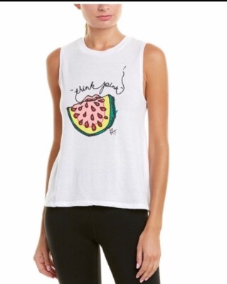 NWT BETSEY JOHNSON Think Pink WHITE WORKOUT TANK TOP XS
