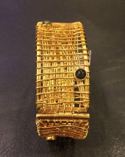 NWT Gold Plated Sterling Silver Bangle Semiprecious Stones 46.5 Grams MSRP $255
