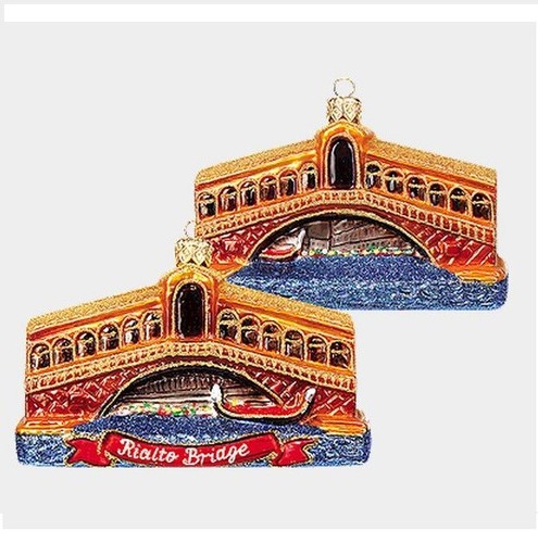 Venice Rialto Bridge Polish Blown Glass Christmas Ornament Italy Decoration