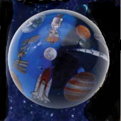 Solar System Marble w 9 Space Ships Rockets (1.4 in) NASA Space Shuttle Apollo 