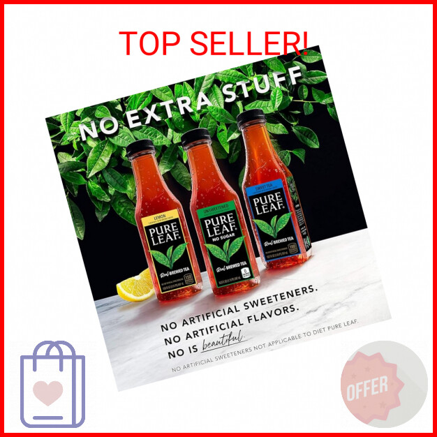 Pure Leaf Iced Tea, Unsweetened Green Tea, 18.5 fl Oz Bottles (Pack of 12)