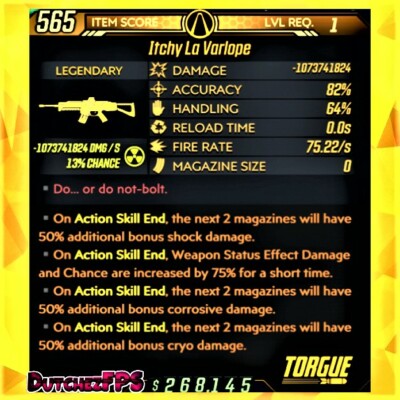 (XBOX/PC) Borderlands 3  MODDED  Level 1 Itchy La Varlope   MAYHEM 10  