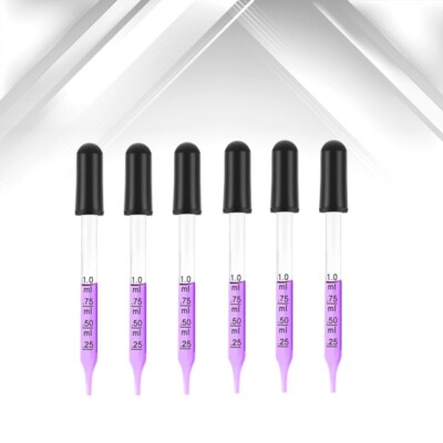 6 Pack, Medicine Art Essential Oils Eye Dropper Graduated 3'' Straight Tip 1ml