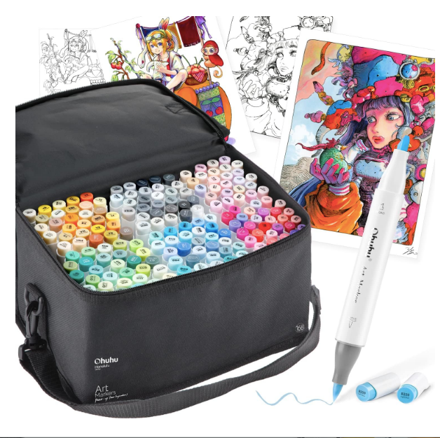 【正規取扱店】 Colors Pastel 168 Marker Illustration Ohuhu & Brush Blender 筆記具